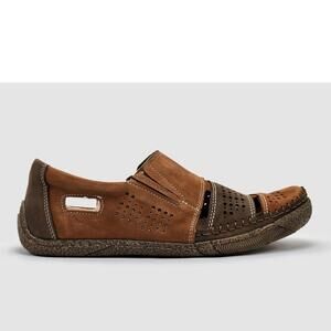 NEW KCR GROUP men's vacation leather sandals in dark brown